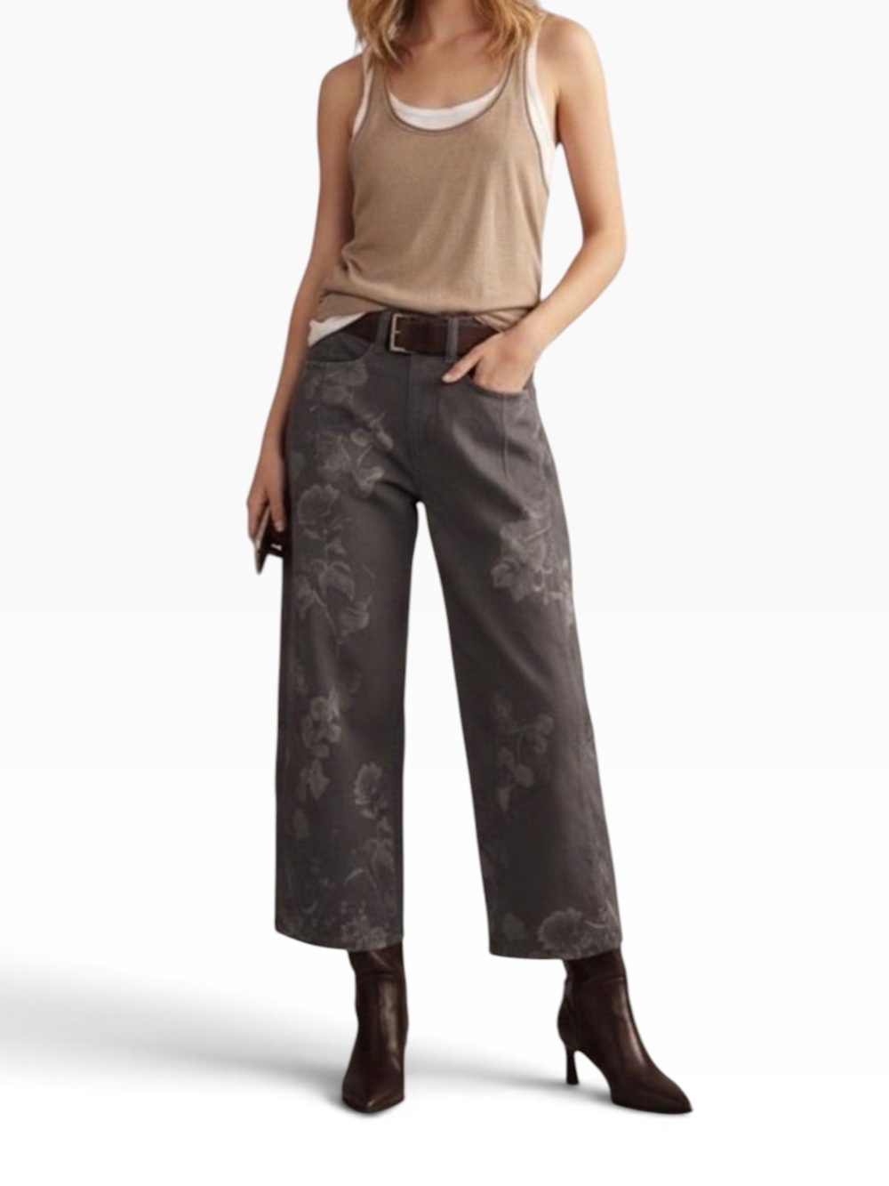 Pilcro High-Rise Puddle Curve Patterned Jeans Floral